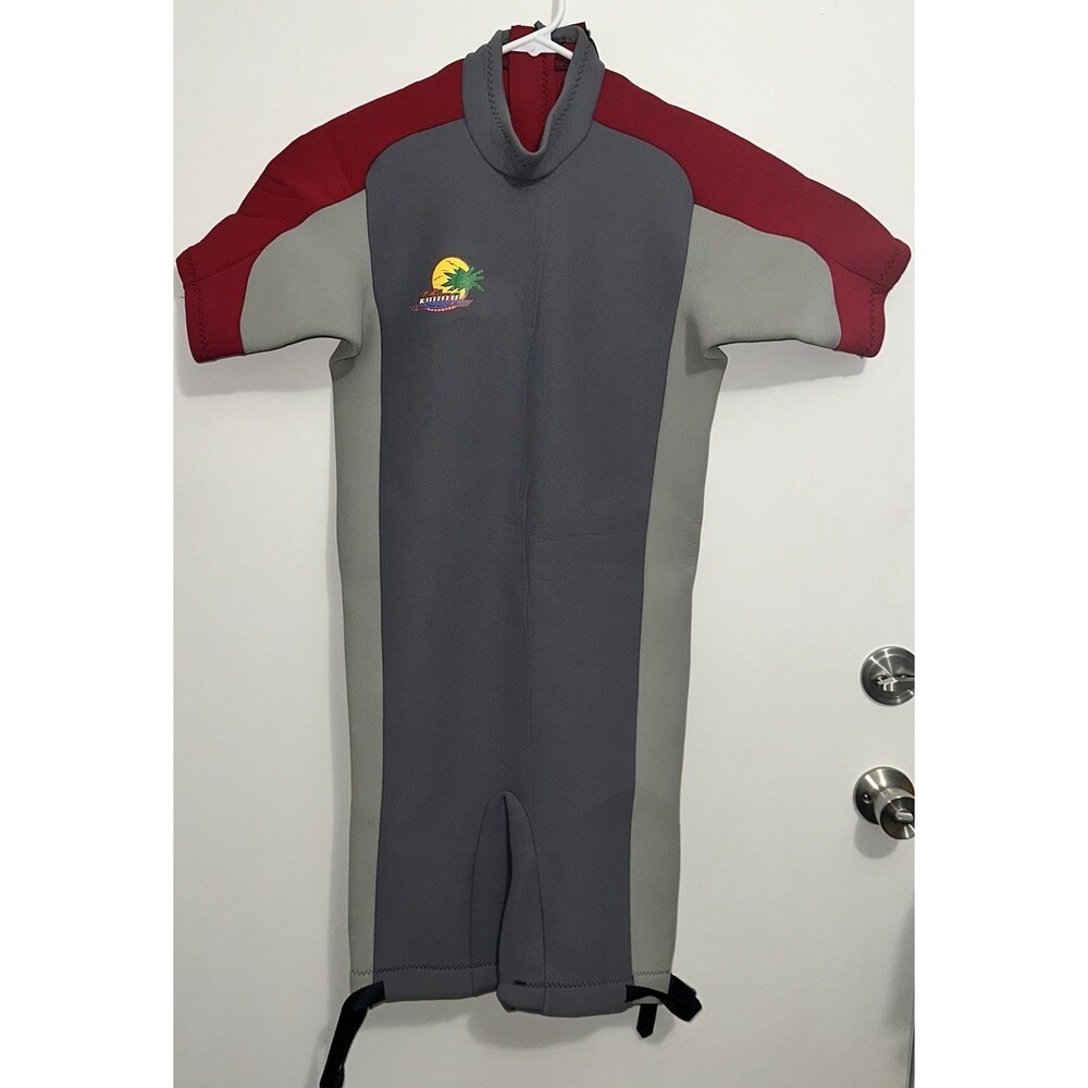 Vintage Men’s Kailua Wet Suit L Gray Red Short Sleeve EUC